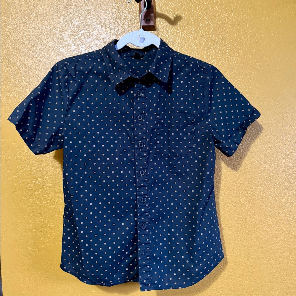 Boys Navy Blue Shirt with yellow flowers